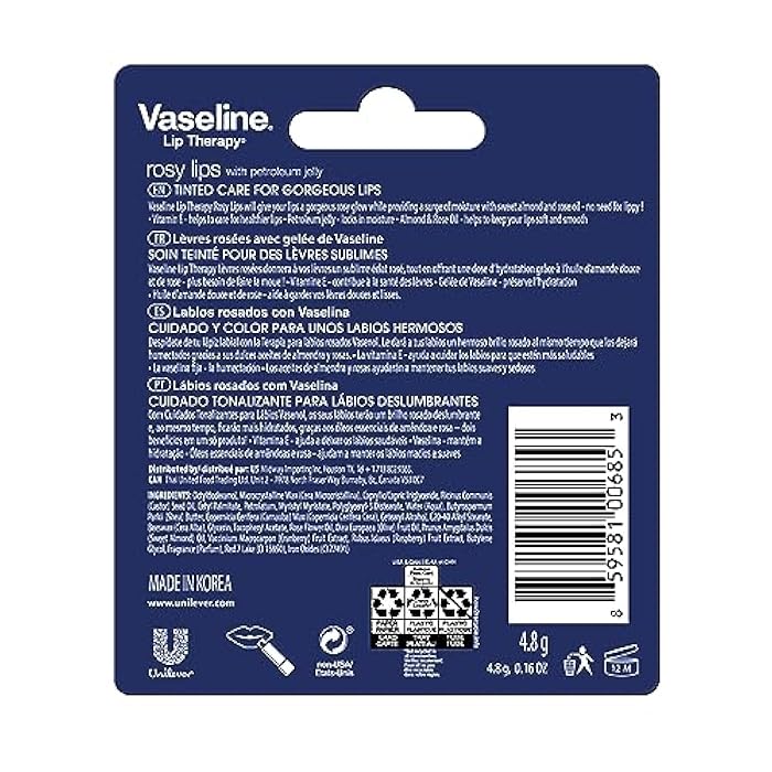 Vaseline Lip Therapy Care Rosy, Fast-Acting Nourishment, Ideal for Chapped, Dry, Cracked, or Damaged Lips, Lip Balm, 4-Pack, 0.16 Oz Each - Image 4